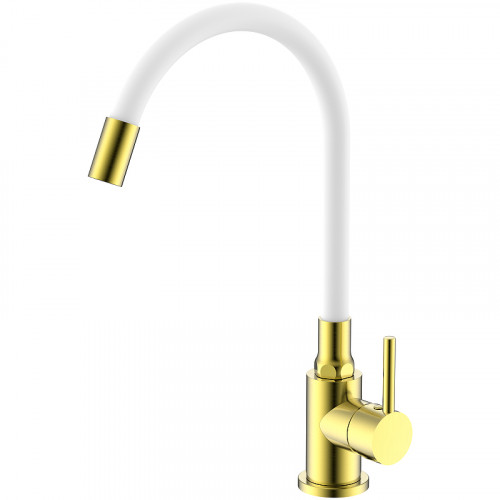 Смеситель для кухни Splenka S201.4408.03 Золото матовое Белый