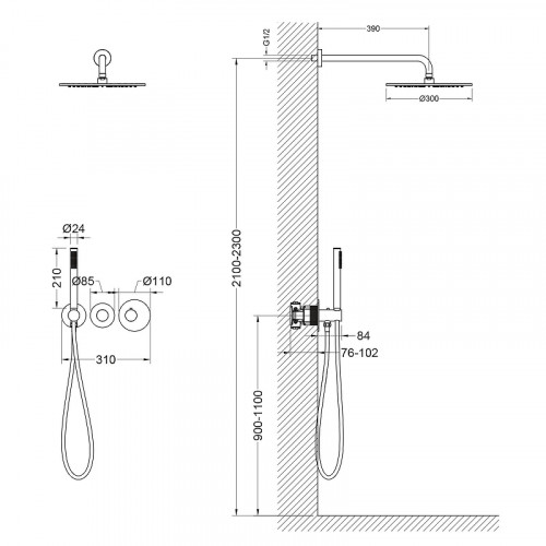 Душевая система Timo Saona SX-2359/13SM с термостатом цвет Никель