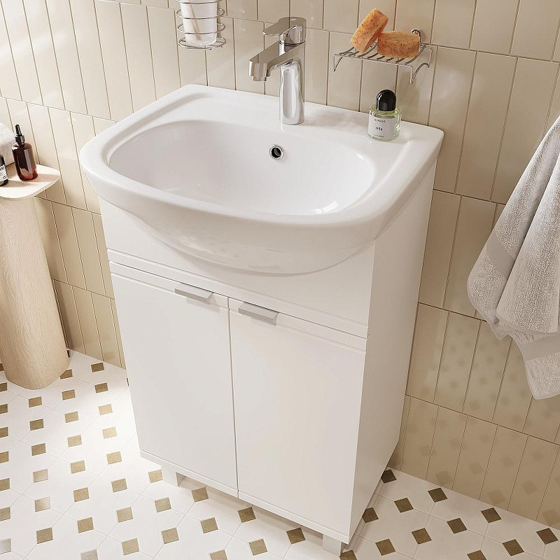 Тумба с раковиной DIWO Дмитров 50 цвет Белый