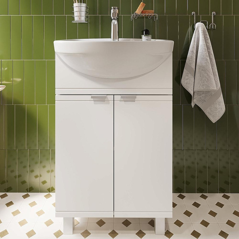 Тумба с раковиной DIWO Дмитров 50 цвет Белый