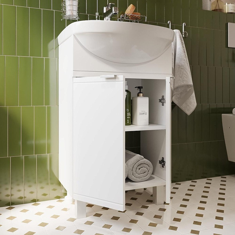 Тумба с раковиной DIWO Дмитров 50 цвет Белый