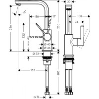Смеситель для раковины Hansgrohe Metris S 31161000 Хром латунь