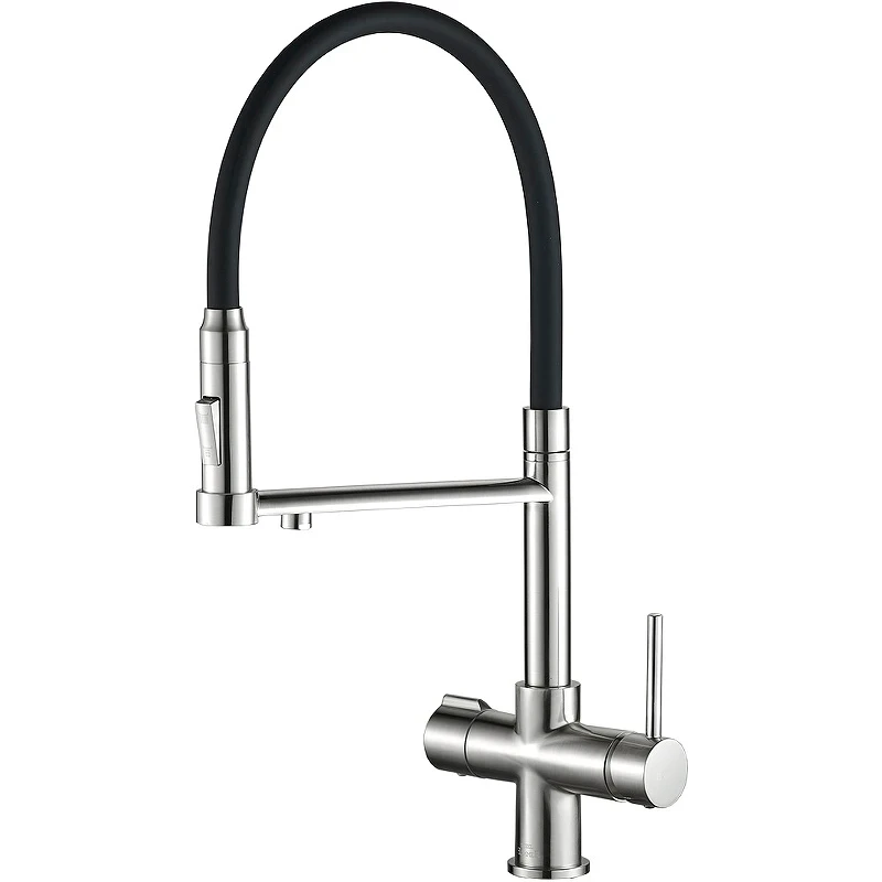 Смеситель для кухни ZorG Steel Hammer SH 2003 SATIN Сатин Черный латунь на столешницу