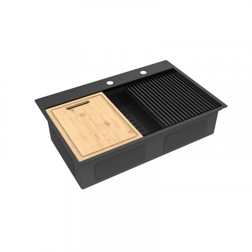 Кухонная мойка Lemark Iordana 780 9932120 цвет Черный матовый