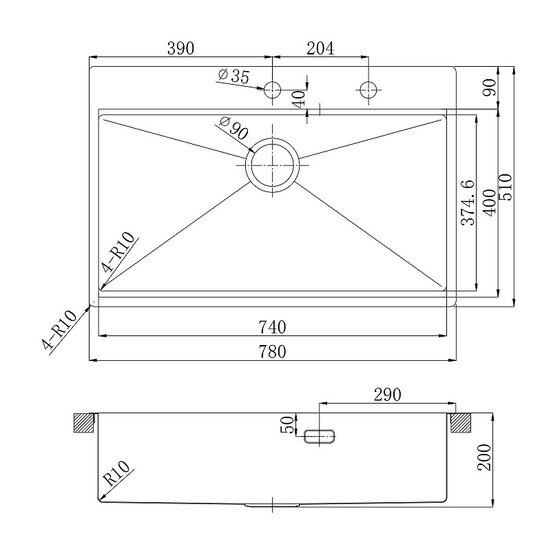 Кухонная мойка Lemark Iordana 780 9932120 цвет Черный матовый