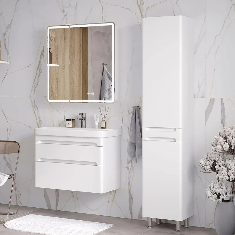 Зеркальный шкаф Equil Nice 80 szNICE80 с подсветкой цвет Белый