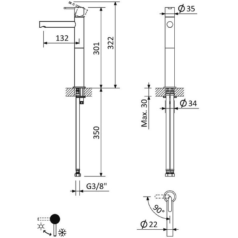 Смеситель для раковины Cezares Leaf LEAF-LC1-L-01-W0