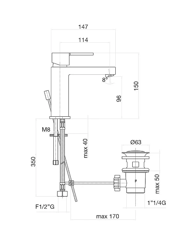 Смеситель для раковины Fiore Katana 77CR7520 цвет Хром