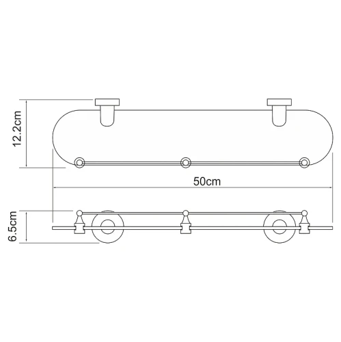 Стеклянная полка WasserKRAFT Isen K-4044 Хром