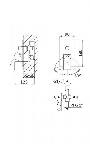 Смеситель для душа Cezares Porta PORTA-VDIM-SR цвет Sunrise