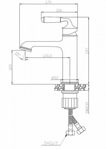 Смеситель для раковины ESKO Prague PG 26 Бронза Сатин латунь
