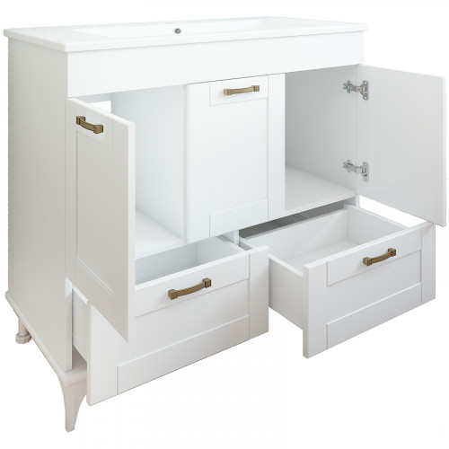 Тумба с раковиной Sanflor Ванесса 95/2 С15328 Белая матовая МДФ / ЛДСП