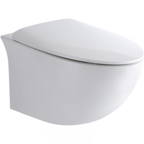 Унитаз CeramaLux 2297 подвесной Белый глянцевый с сиденьем Микролифт фаянс подвесной