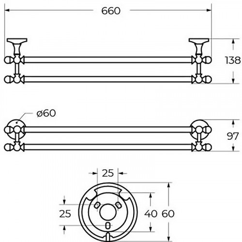 Полотенцедержатель Art&amp;Max Antic Crystal AM-E-2648SJ-Do двойной Золото