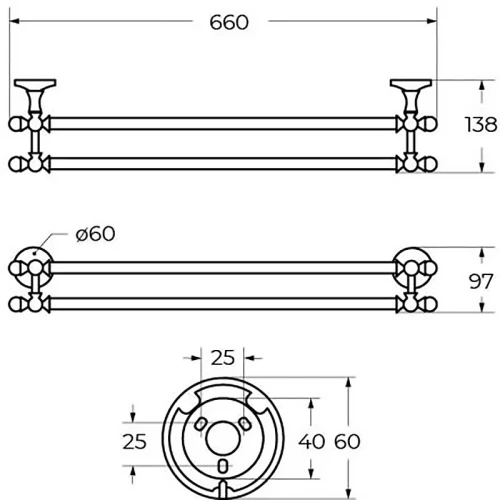 Полотенцедержатель Art&amp;Max Antic Crystal AM-E-2648SJ-Do двойной Золото