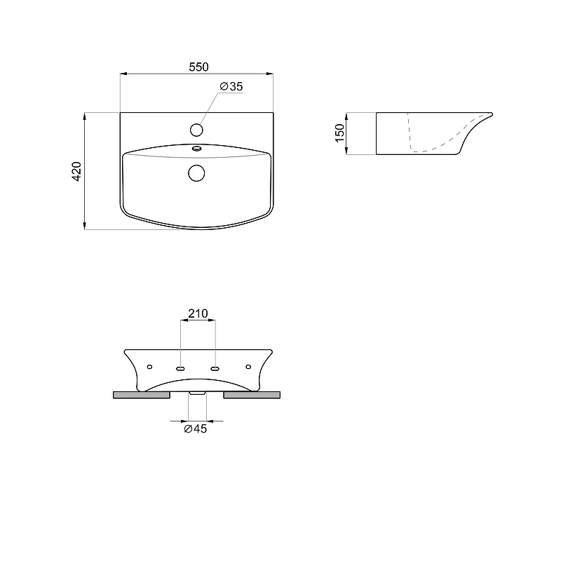 Раковина Lavinia Boho Bathroom Sink 55 33311081 цвет Белый глянцевый