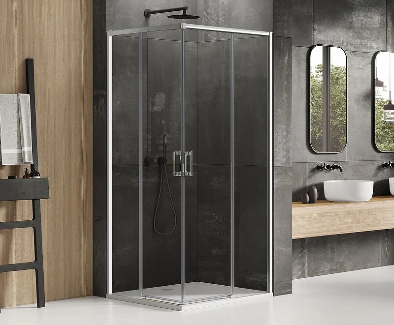 Душевой уголок New Trendy Prime Chrome 80х90 D-0294A/D-0297A профиль Хром стекло прозрачное