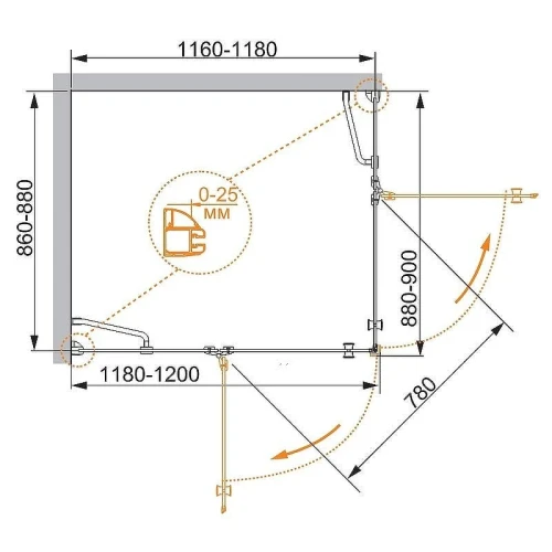 Душевой уголок Cezares Verona 120x90 VERONA-W-AH-2-120/90-C-Cr профиль Хром стекло прозрачное