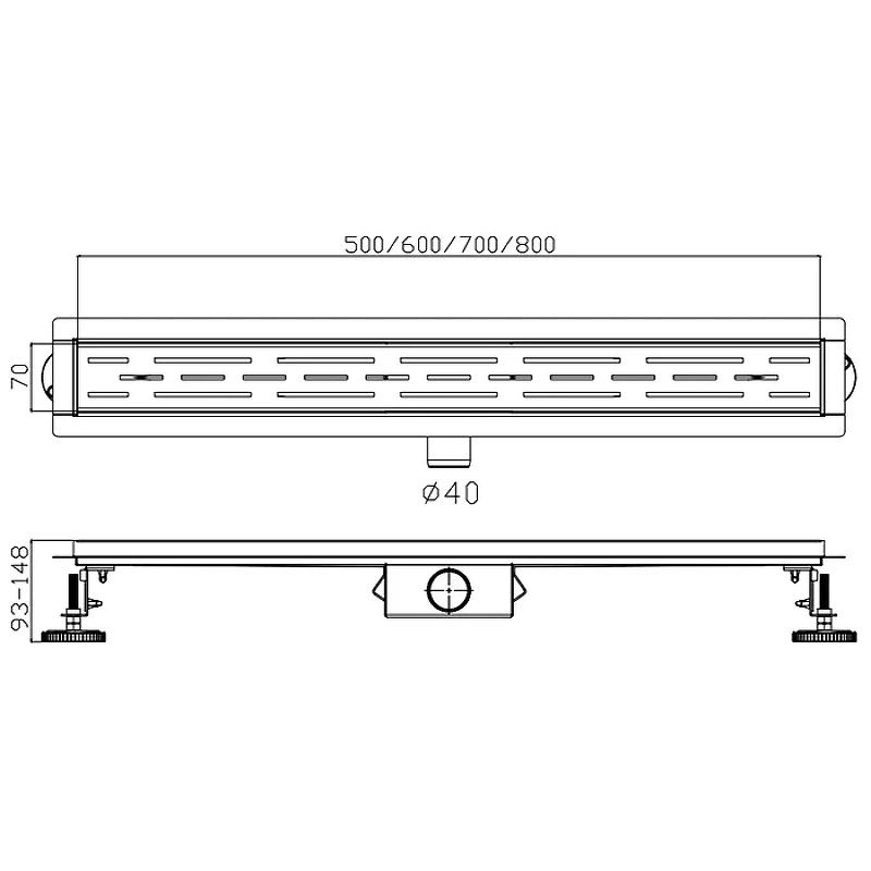 Душевой лоток Haiba 600x70 HB91600-3 с решеткой Оружейная сталь
