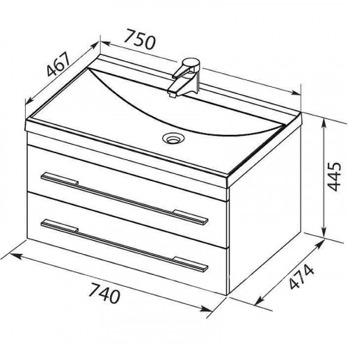 Тумба под раковину Aquanet Верона 75 272422 подвесная Белая матовая МДФ / ЛДСП