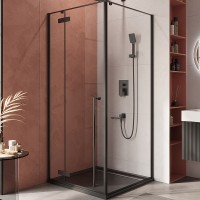 Душевой уголок Cezares Liner 90x90 L LINER-A-1-90-C-NERO-L профиль Черный матовый стекло прозрачное
