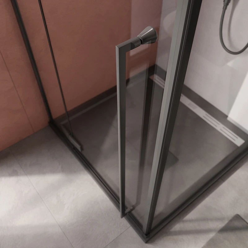 Душевой уголок Cezares Liner 90x90 L LINER-A-1-90-C-NERO-L профиль Черный матовый стекло прозрачное