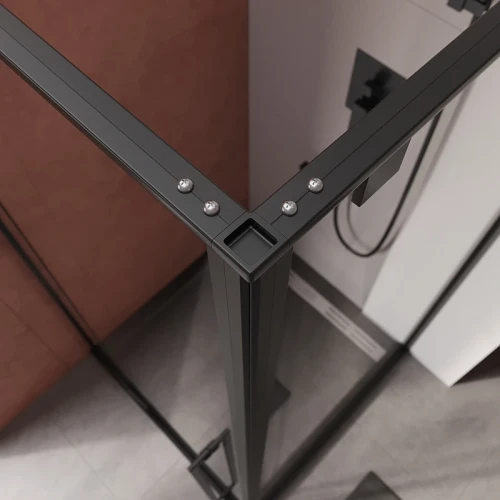 Душевой уголок Cezares Liner 90x90 L LINER-A-1-90-C-NERO-L профиль Черный матовый стекло прозрачное