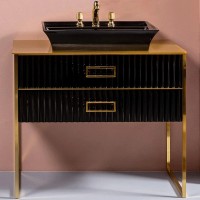 Тумба под раковину Boheme Armadi Art Monaco 100 867-100-BG Черный глянец Золото МДФ / ЛДСП