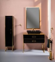 Тумба под раковину Boheme Armadi Art Monaco 100 867-100-BG Черный глянец Золото МДФ / ЛДСП