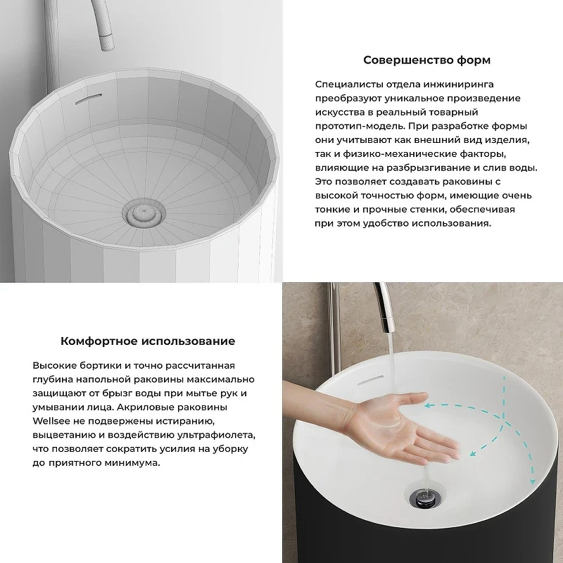 Раковина Wellsee Chalice Perfection 45 230613000 цвет Черный матовый Белый Глянцевый