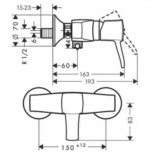 Смеситель для душа Hansgrohe Metropol Classic 31360090 Хром Золото латунь на стену