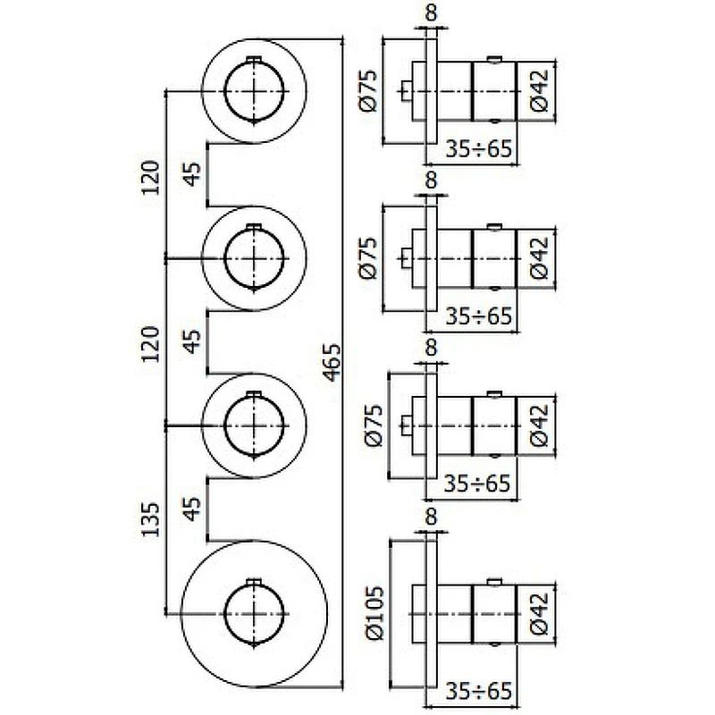 Смеситель для душа Paffoni Modular Box MDE019NO с термостатом Черный матовый латунь встраиваемый