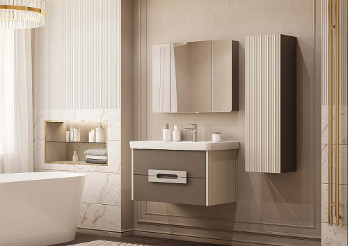 Тумба под раковину Aquaton Ар-Деко 85 1A280401DD6E0 подвесная Кашемир МДФ / ЛДСП