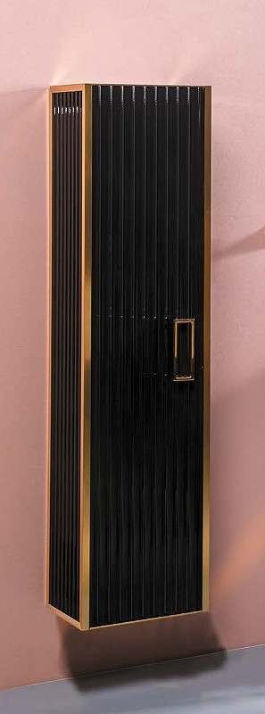 Шкаф пенал Boheme Armadi Art Monaco 35 868-BG подвесной Черный глянец Золото МДФ / ЛДСП