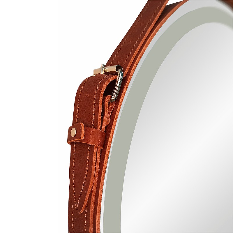 Зеркало Континент Millenium Brown D 500 ЗЛП95 с подсветкой с сенсорным выключателем на ремне из натуральной кожи стекло
