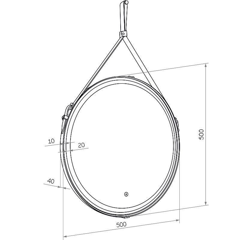 Зеркало Континент Millenium Brown D 500 ЗЛП95 с подсветкой с сенсорным выключателем на ремне из натуральной кожи стекло