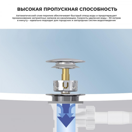 Слив-перелив Wellsee Useful Extras 231911000 click-clack цвет Хром