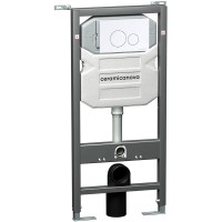 Комплект унитаза с инсталляцией Ceramicanova Metric CN3007_1001W_1000 с сиденьем Микролифт и Белой клавишей смыва фарфор подвесной