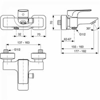 Смеситель для ванны Ideal Standard Strada A5848AA Хром латунь на стену