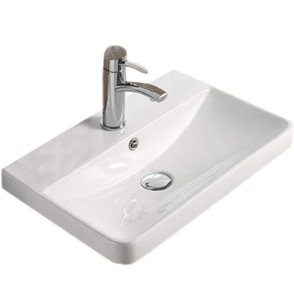 Раковина CeramaLux 40 9595-40 Белая фаянс полувстраиваемая