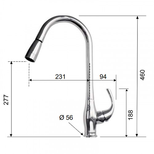 Смеситель для кухни Remer Futura U472 Хром латунь