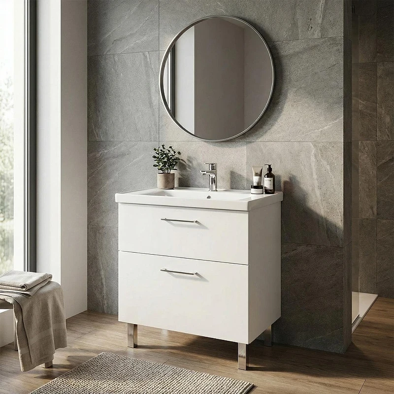 Тумба с раковиной Azario Ника 70 Н CS00106461 цвет Белый глянцевый