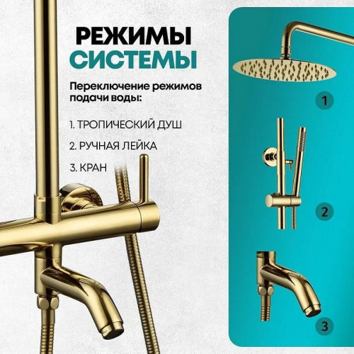 Душевая система Grocenberg GB7099GO Золото