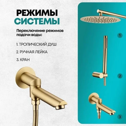 Душевая система Grocenberg GB5099MG-1 Золото матовое