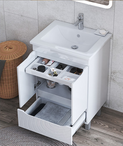 Тумба под раковину Vigo Grani 60 tn.tn.GRI.ELI.60.2D.1Y Белая МДФ / ЛДСП