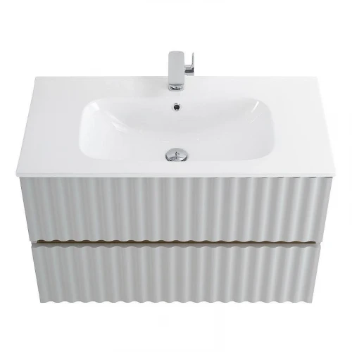 Тумба под раковину Art&Max Elegant 90 AM-ELEGANT-900-2C-SO-GCM-LED подвесная цвет Светло-серый матовый