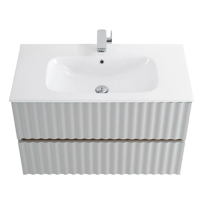 Тумба под раковину Art&Max Elegant 90 AM-ELEGANT-900-2C-SO-GCM-LED подвесная цвет Светло-серый матовый