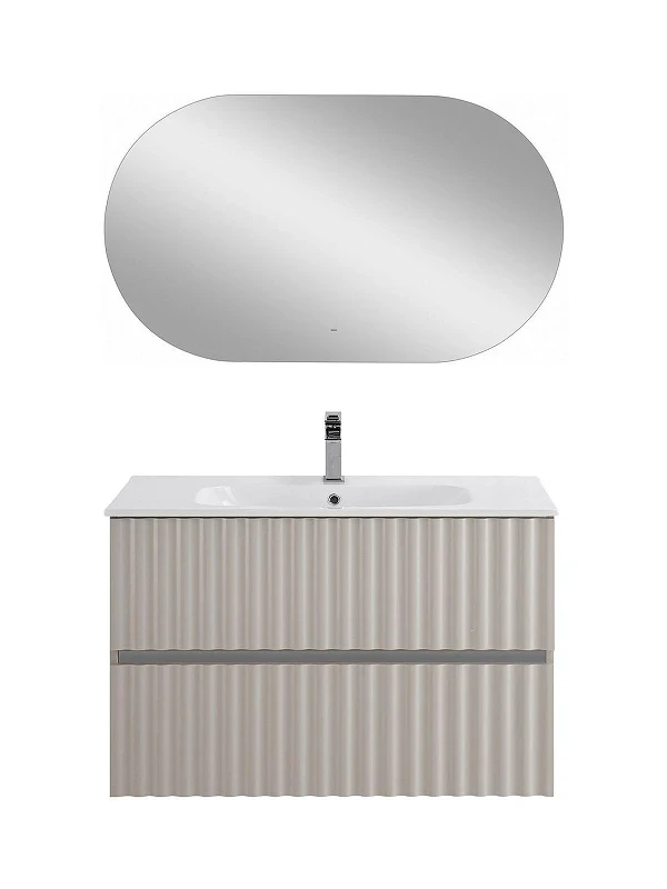 Тумба под раковину Art&Max Elegant 90 AM-ELEGANT-900-2C-SO-GCM-LED подвесная цвет Светло-серый матовый