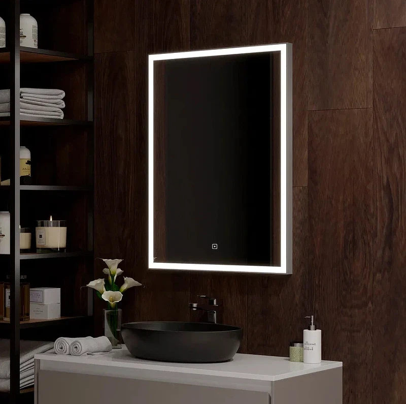 Зеркало Континент Life 800х1200 ЗЛП2703 с подсветкой Серебро с сенсорным выключателем стекло