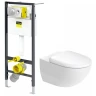 Комплект унитаза Duravit Architec 45720900A1 с инсталляцией Viega Prevista Dry 792855 с сиденьем Микролифт и клавишей смыва Хром